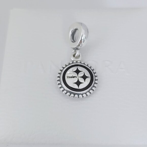 Pandora Pittsburgh Steelers NFL Logo Dangle Charm Pendant S925 Silver with box - Picture 3 of 7